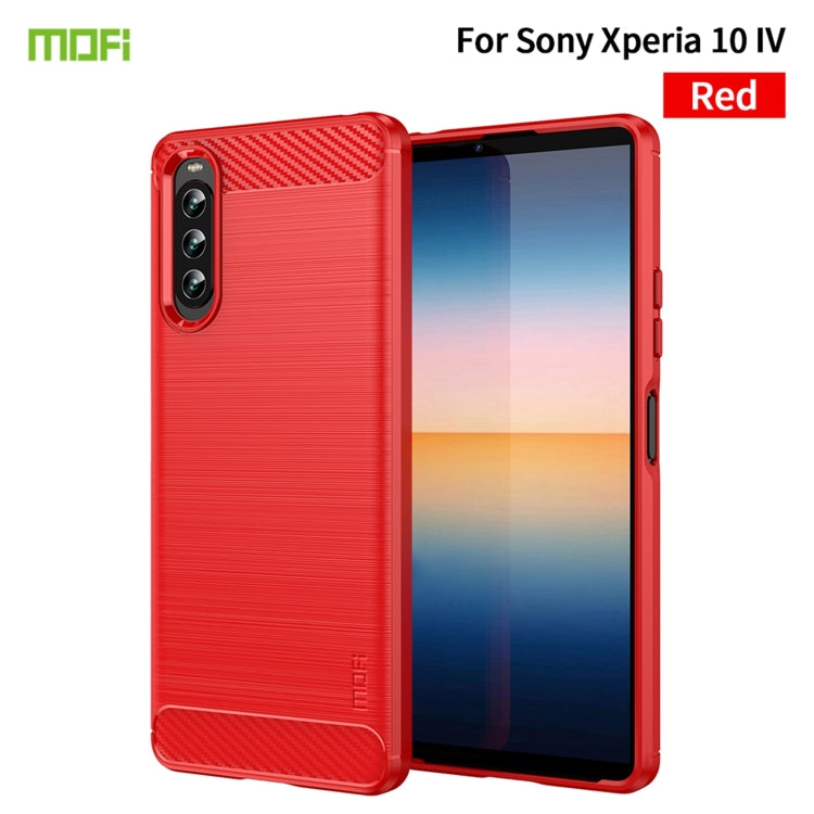 For Sony Xperia 10 IV MOFI Gentleness Series Brushed Texture Carbon Fiber Soft TPU Case(Red) - Sony Cases by MOFI | Online Shopping South Africa | PMC TechLife | Buy Now Pay Later Mobicred