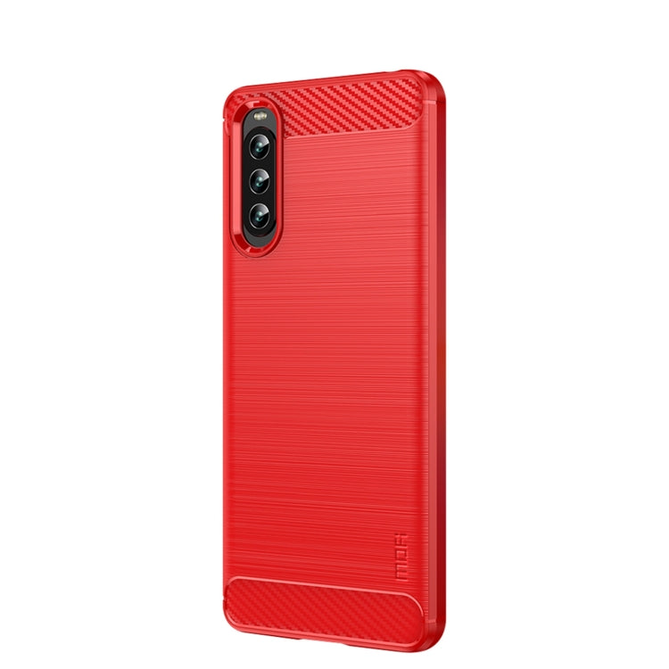 For Sony Xperia 10 IV MOFI Gentleness Series Brushed Texture Carbon Fiber Soft TPU Case(Red) - Sony Cases by MOFI | Online Shopping South Africa | PMC TechLife | Buy Now Pay Later Mobicred