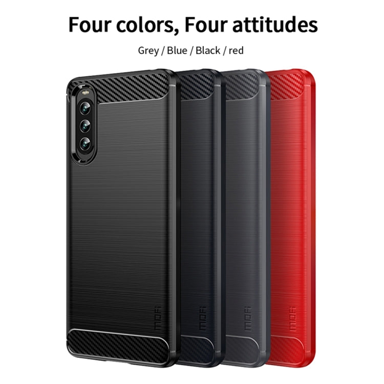For Sony Xperia 10 IV MOFI Gentleness Series Brushed Texture Carbon Fiber Soft TPU Case(Red) - Sony Cases by MOFI | Online Shopping South Africa | PMC TechLife | Buy Now Pay Later Mobicred