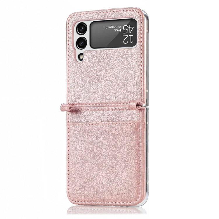 For Samsung Galaxy Z Flip 4 5G Folding Litchi Texture Card Wallet Phone Case(Pink) - Galaxy Phone Cases by PMC TechLife | Online Shopping South Africa | PMC TechLife | Buy Now Pay Later Mobicred