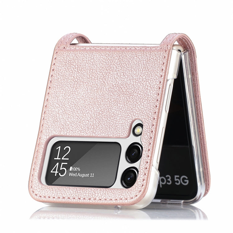 For Samsung Galaxy Z Flip 4 5G Folding Litchi Texture Card Wallet Phone Case(Pink) - Galaxy Phone Cases by PMC TechLife | Online Shopping South Africa | PMC TechLife | Buy Now Pay Later Mobicred