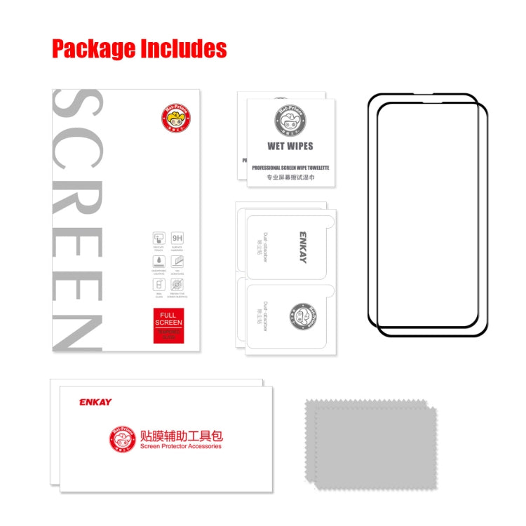 For iPhone 14 Plus 2pcs ENKAY 6D Full Glue Tempered Glass Full Film - free shipping - PMC TechLife - Order now!