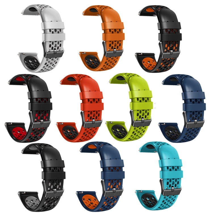 For Amazfit GTR 2e 22mm Two-Color Breathable Silicone Watch Band(Midnight Blue+Orange) - Watch Bands by PMC TechLife | Online Shopping South Africa | PMC TechLife | Buy Now Pay Later Mobicred