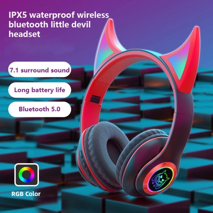 STN25 Devil Ear RGB Light Wireless Music Headset For Children with Mic(White) - Headset & Headphone by PMC TechLife | Online Shopping South Africa | PMC TechLife