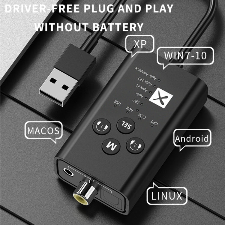 T9 Low latency 5.2 Bluetooth Audio Transmitter Supports Fiber Optic Coaxial APTX No Cable - Audio Receiver Transmitter by PMC TechLife | Online Shopping South Africa | PMC TechLife