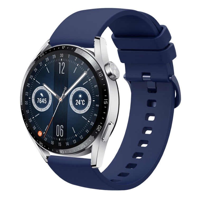 For Huawei Watch GT3 42mm 20mm Solid Color Soft Silicone Watch Band(Navy Blue) - Watch Bands by PMC TechLife | Online Shopping South Africa | PMC TechLife | Buy Now Pay Later Mobicred