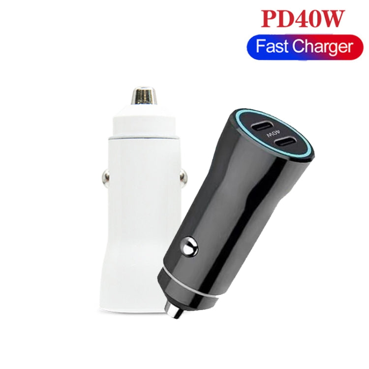TE-P8 40W PD20W + PD20W Dual Port PD3.0 Car Charger with Type-c to Type-C Data Cable, Length: 1m(Black) - Car Charger by PMC TechLife | Online Shopping South Africa | PMC TechLife