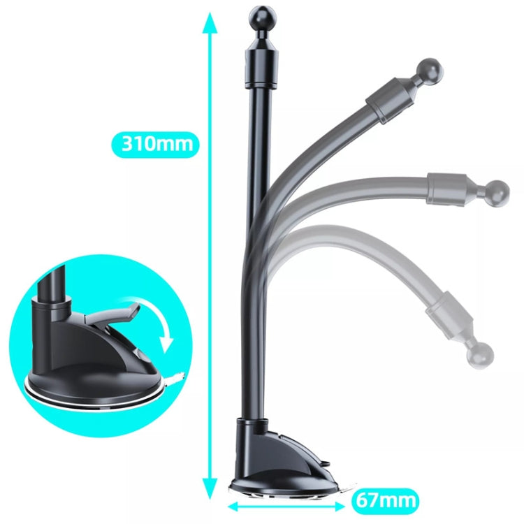 A190+X35 Car Phone Holder Windshield Sucker Mount Bendable Long Arm Stand - Car Holders by PMC TechLife | Online Shopping South Africa | PMC TechLife