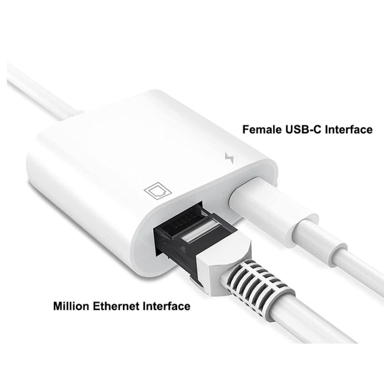 ENKAY Hat-Prince 2 in 1 Type-C Male to Female Type-C + RJ45 Ethernet LAN Network Adapter - Converter & Adapter by ENKAY | Online Shopping South Africa | PMC TechLife
