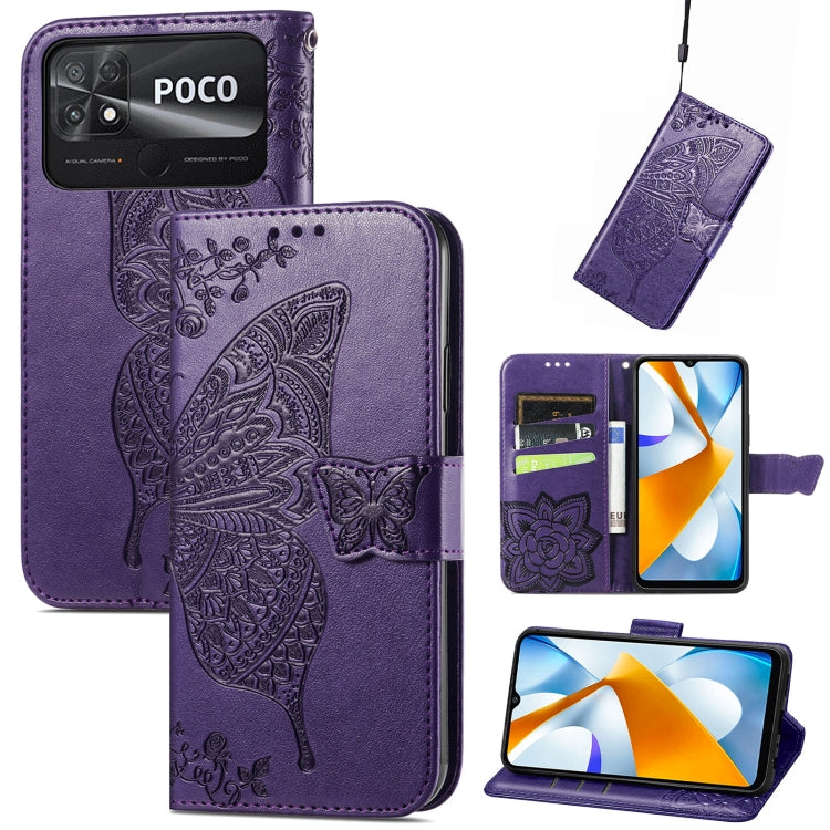 For Xiaomi Poco C40 Butterfly Love Flower Embossed Flip Leather Phone Case(Dark Purple) - free shipping - PMC TechLife - Order now!