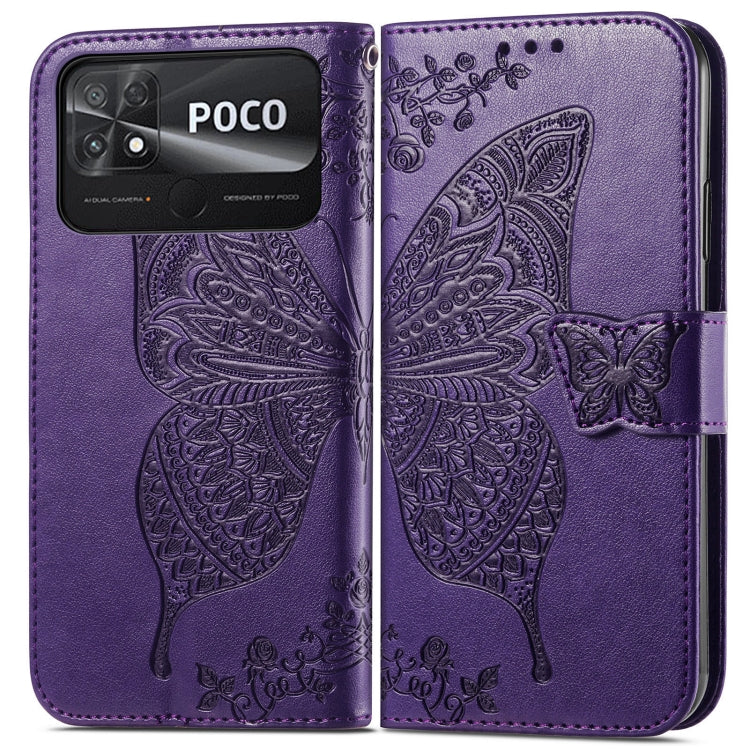 For Xiaomi Poco C40 Butterfly Love Flower Embossed Flip Leather Phone Case(Dark Purple) - free shipping - PMC TechLife - Order now!