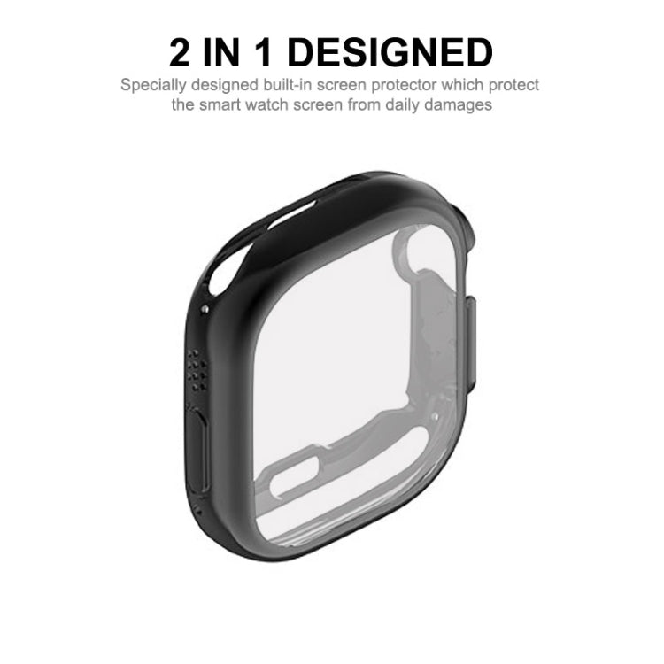 ENKAY Electroplated Soft TPU Case with Screen Film For Apple Watch Ultra / Ultra 2 49mm(Black) - Watch Cases by ENKAY | Online Shopping South Africa | PMC TechLife | Buy Now Pay Later Mobicred