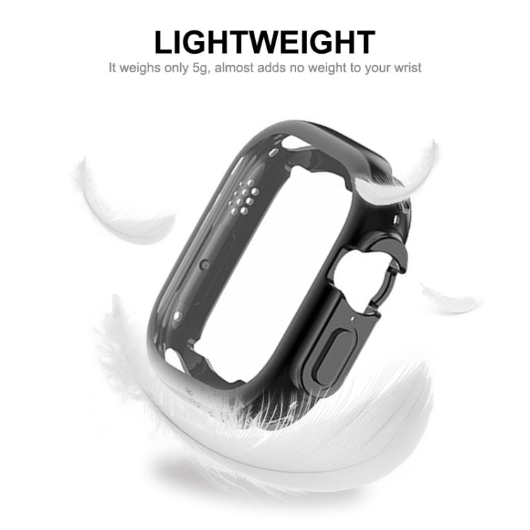 ENKAY Electroplated Soft TPU Case with Screen Film For Apple Watch Ultra / Ultra 2 49mm(Cyan) - Watch Cases by ENKAY | Online Shopping South Africa | PMC TechLife | Buy Now Pay Later Mobicred