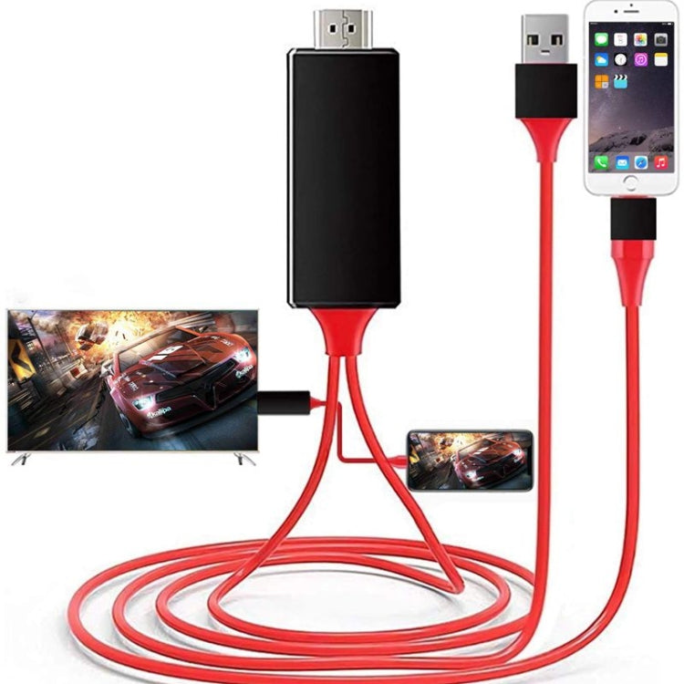 2m 1080P 8 Pin to HDMI Adapter Cable, Compatible with iPhone to HDMI Adapter(Red) - Video & Audio Cable by PMC TechLife | Online Shopping South Africa | PMC TechLife | Buy Now Pay Later Mobicred