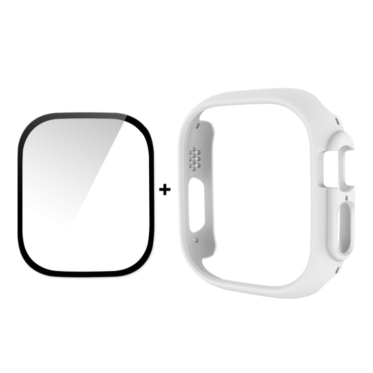 For Apple Watch Ultra / Ultra 2 49mm ENKAY 2 in 1 PC Case + Full Coverage 9H Tempered Glass Film(White) - Watch Cases by ENKAY | Online Shopping South Africa | PMC TechLife | Buy Now Pay Later Mobicred