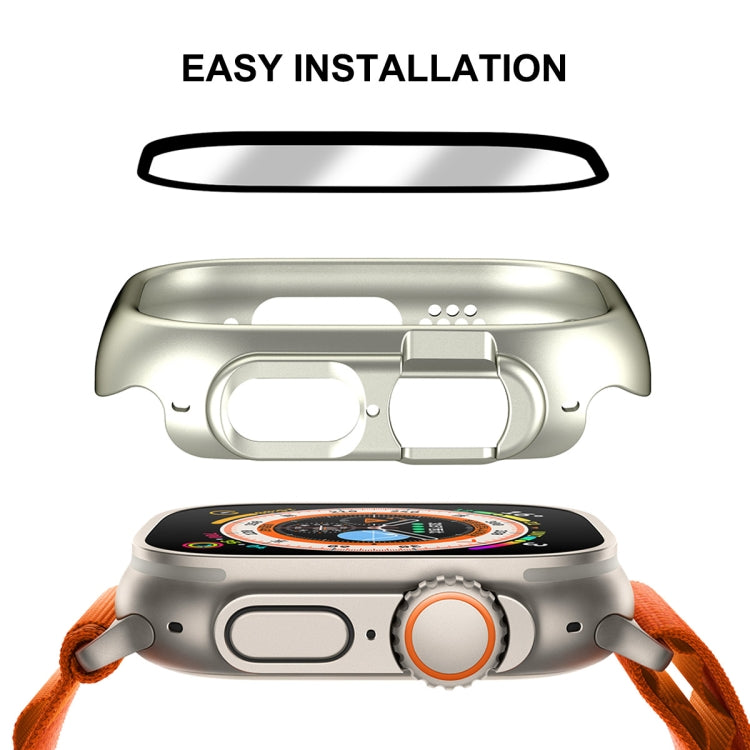 For Apple Watch Ultra / Ultra 2 49mm ENKAY 2 in 1 PC Case + Full Coverage 9H Tempered Glass Film(Silver) - Watch Cases by ENKAY | Online Shopping South Africa | PMC TechLife | Buy Now Pay Later Mobicred