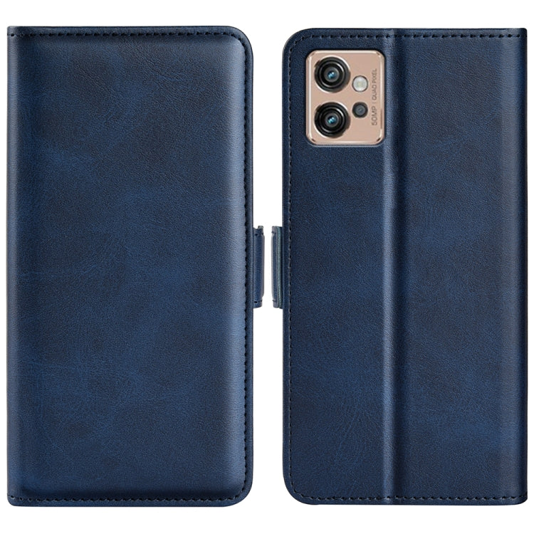 For Motorola Moto G32 Dual-side Magnetic Buckle Leather Phone Case(Dark Blue) - free shipping - PMC TechLife - Order now!