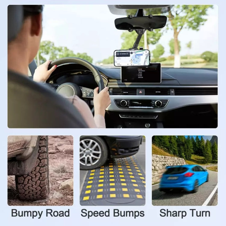 R004 Rearview Mirror 360 Rotatable Retractable Car Phone Holder - Car Holders by PMC TechLife | Online Shopping South Africa | PMC TechLife