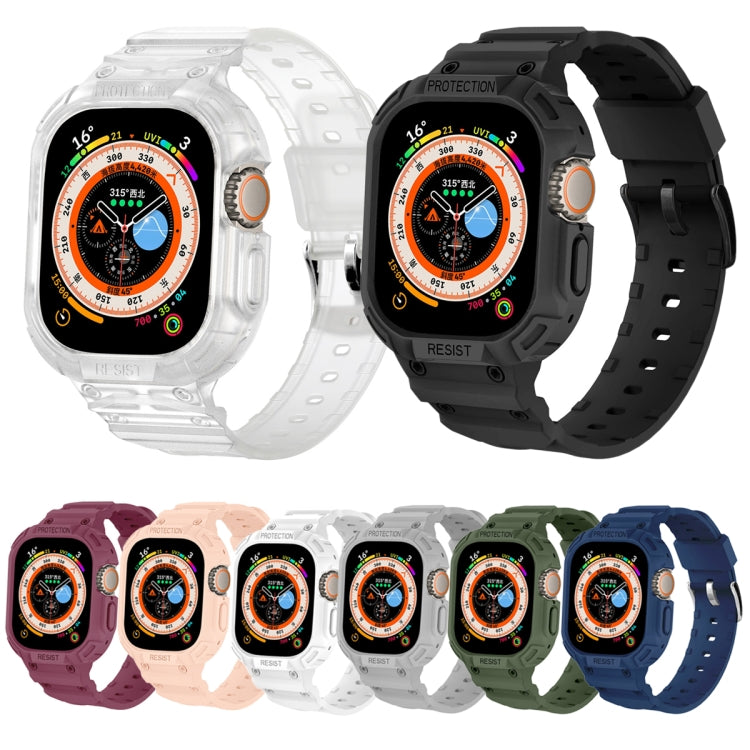 For Apple Watch Ultra 49mm JUNSUNMAY Integrated TPU Case Adjustable Elastic Watch Band(Dark Blue) - Watch Cases by JUNSUNMAY | Online Shopping South Africa | PMC TechLife | Buy Now Pay Later Mobicred