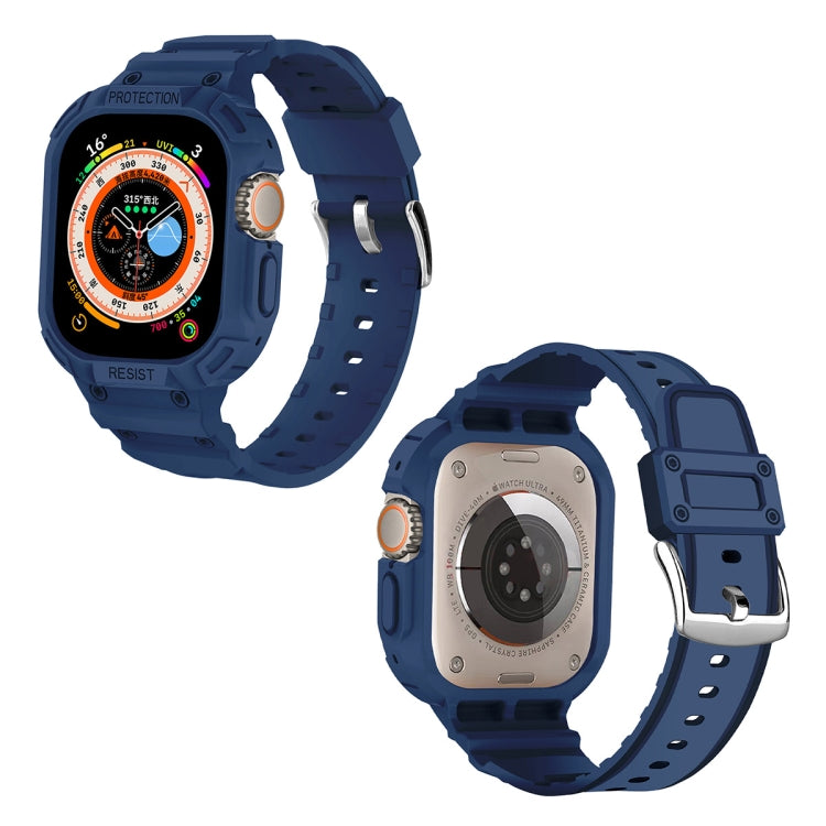 For Apple Watch Ultra 49mm JUNSUNMAY Integrated TPU Case Adjustable Elastic Watch Band(Dark Blue) - Watch Cases by JUNSUNMAY | Online Shopping South Africa | PMC TechLife | Buy Now Pay Later Mobicred
