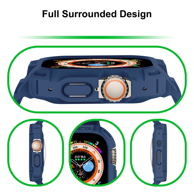 For Apple Watch Ultra 49mm JUNSUNMAY Integrated TPU Case Adjustable Elastic Watch Band(Dark Blue) - Watch Cases by JUNSUNMAY | Online Shopping South Africa | PMC TechLife | Buy Now Pay Later Mobicred
