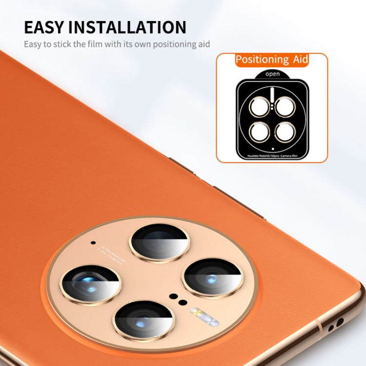 For Huawei Mate 50 Pro ENKAY 9H Rear Camera Aluminium Alloy Tempered Glass Film(Black) - Huawei Tempered Glass by ENKAY | Online Shopping South Africa | PMC TechLife | Buy Now Pay Later Mobicred