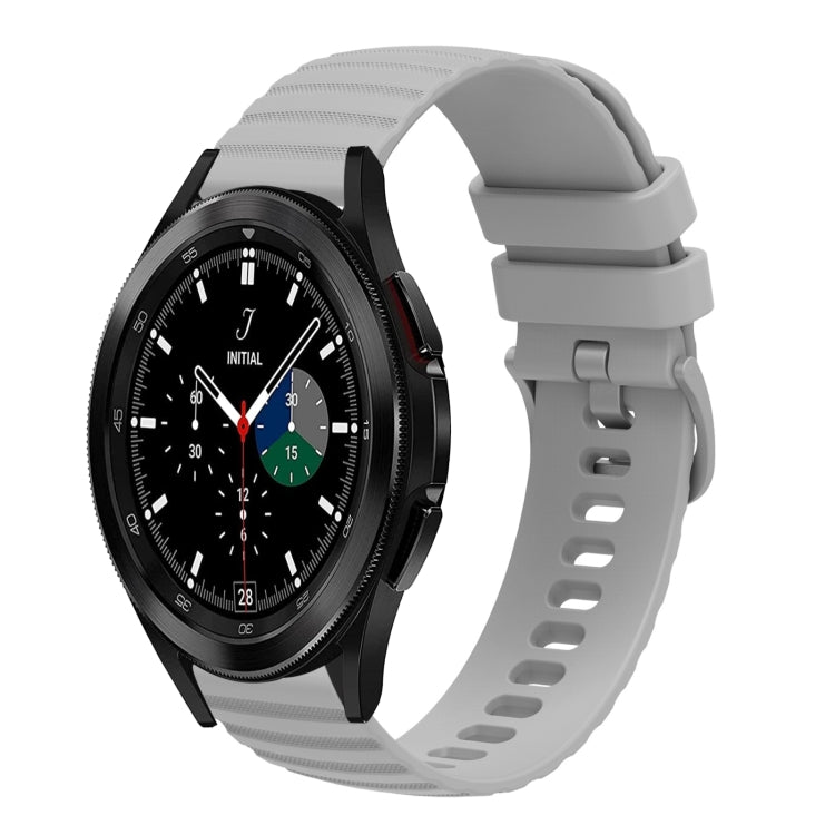 For Samsung Galaxy Watch4 Classic 42mm/46mm 20mm Wavy Dotted Solid-Color Silicone Watch Band(Gray) - Watch Bands by PMC TechLife | Online Shopping South Africa | PMC TechLife | Buy Now Pay Later Mobicred