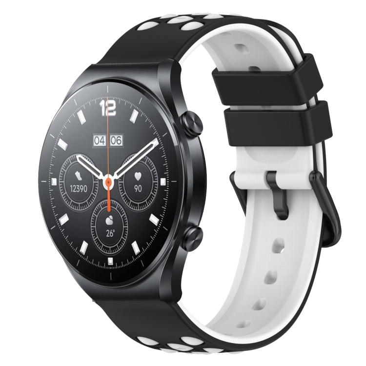 For Xiaomi MI Watch S1 Pro 22mm Two-Color Porous Silicone Watch Band(Black+White) - free shipping - PMC TechLife - Order now!