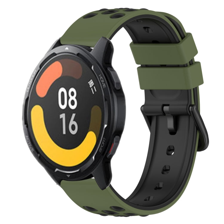 For Xiaomi MI Watch Color 2 22mm Two-Color Porous Silicone Watch Band(Army Green + Black) - free shipping - PMC TechLife - Order now!