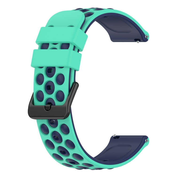 For Xiaomi MI Watch Color 2 22mm Two-Color Porous Silicone Watch Band(Lime Green+Blue) - free shipping - PMC TechLife - Order now!