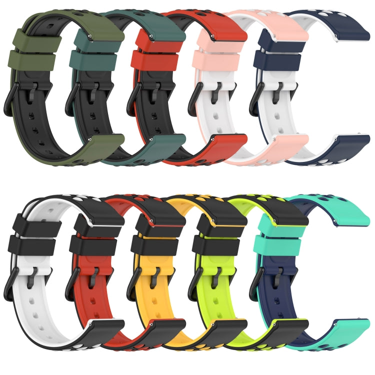 For Xiaomi MI Watch Color 2 22mm Two-Color Porous Silicone Watch Band(Lime Green+Blue) - free shipping - PMC TechLife - Order now!