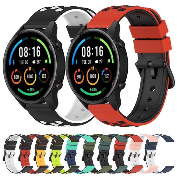 For Xiaomi MI Watch Sport 22mm Two-Color Porous Silicone Watch Band(Pink+White) - free shipping - PMC TechLife - Order now!