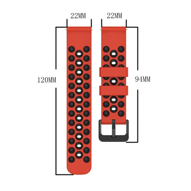 For Xiaomi MI Watch Color 22mm Two-Color Porous Silicone Watch Band(Red+Black) - free shipping - PMC TechLife - Order now!