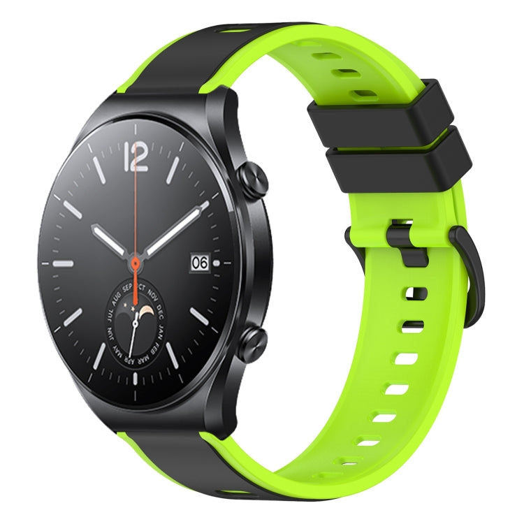 For Xiaomi MI Watch S1 22mm Two-Color Silicone Watch Band(Black+Lime Green) - free shipping - PMC TechLife - Order now!