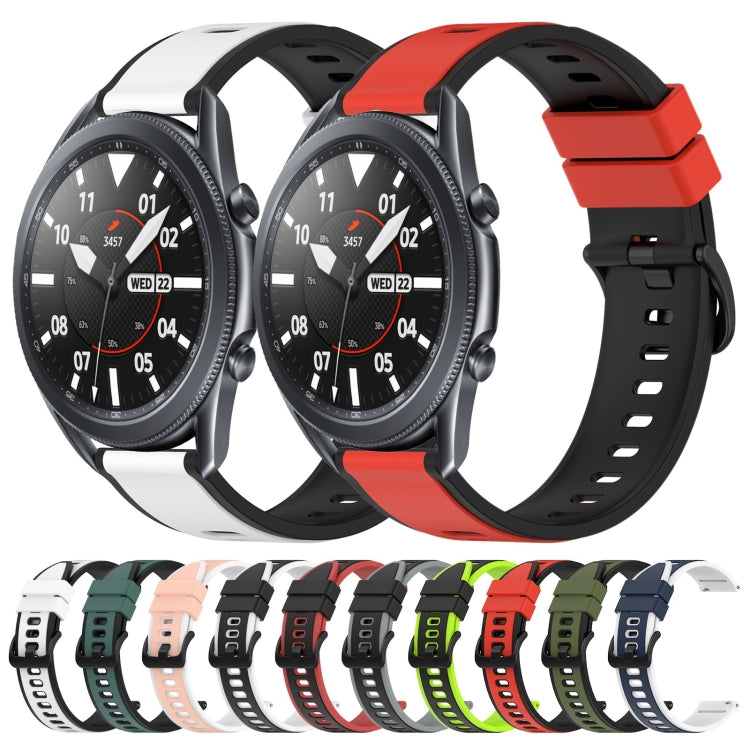 For Samsung Galaxy Watch3 45mm 22mm Two-Color Silicone Watch Band(Army Green + Black) - Watch Bands by PMC TechLife | Online Shopping South Africa | PMC TechLife | Buy Now Pay Later Mobicred