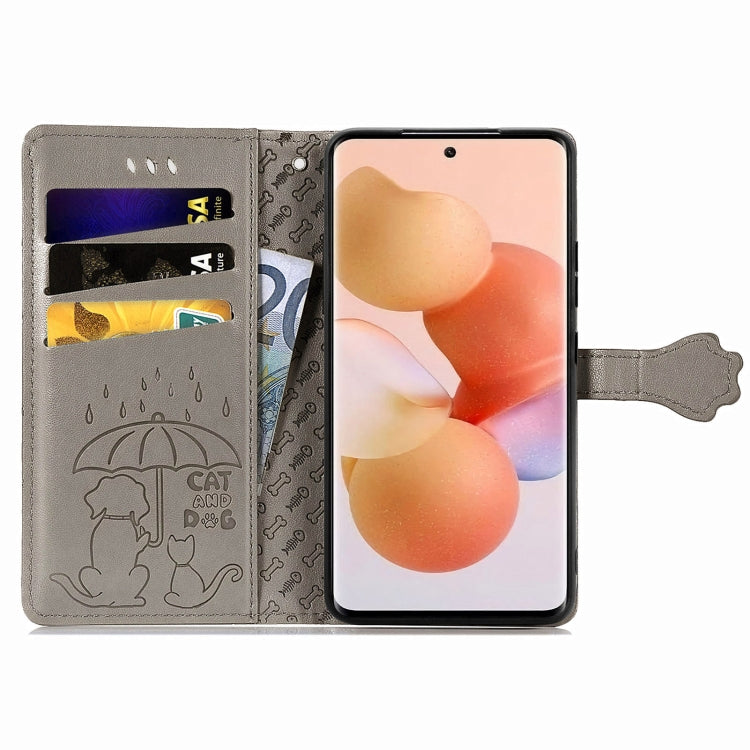 For Xiaomi 12T / 12T Pro / Redmi K50 Ultra Cute Cat and Dog Embossed Leather Phone Case(Gray) - free shipping - PMC TechLife - Order now!