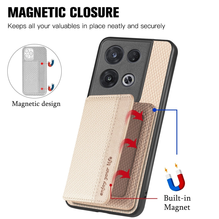 For OPPO Reno 8 Pro Carbon Fiber Magnetic Card Bag Phone Case(Black) - Realme Cases by PMC TechLife | Online Shopping South Africa | PMC TechLife