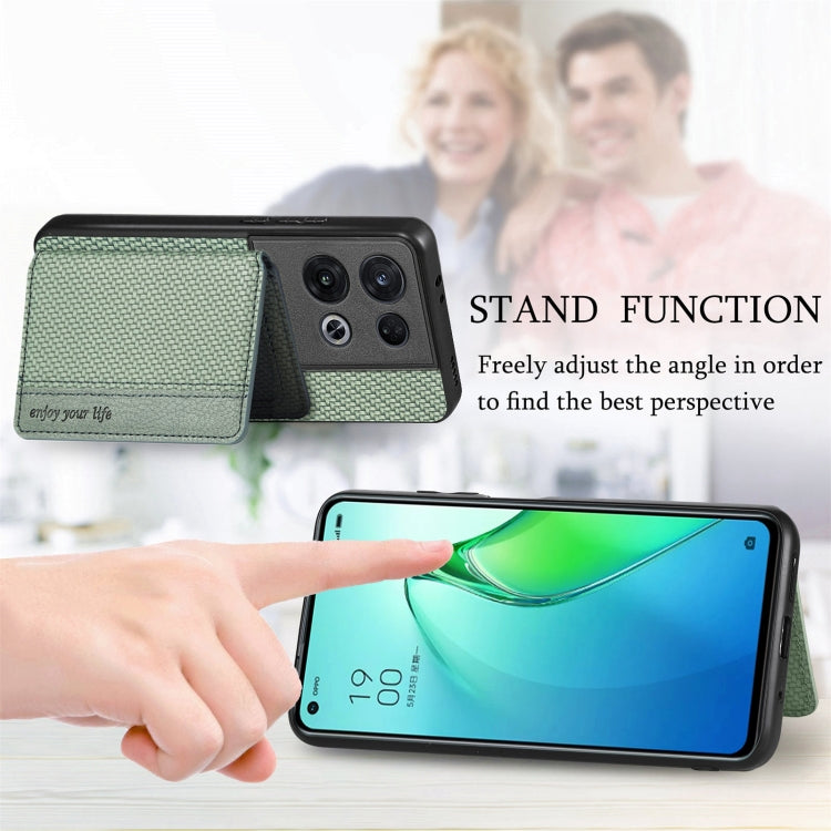 For OPPO Reno 8 Pro Carbon Fiber Magnetic Card Bag Phone Case(Black) - Realme Cases by PMC TechLife | Online Shopping South Africa | PMC TechLife