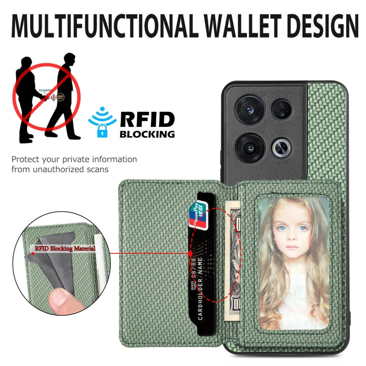 For OPPO Reno 8 Pro Carbon Fiber Magnetic Card Bag Phone Case(Black) - Realme Cases by PMC TechLife | Online Shopping South Africa | PMC TechLife