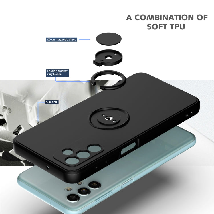 Ring Kickstand Silicone Phone Case For Samsung Galaxy A14 5G(Antique White) - Galaxy Phone Cases by PMC TechLife | Online Shopping South Africa | PMC TechLife