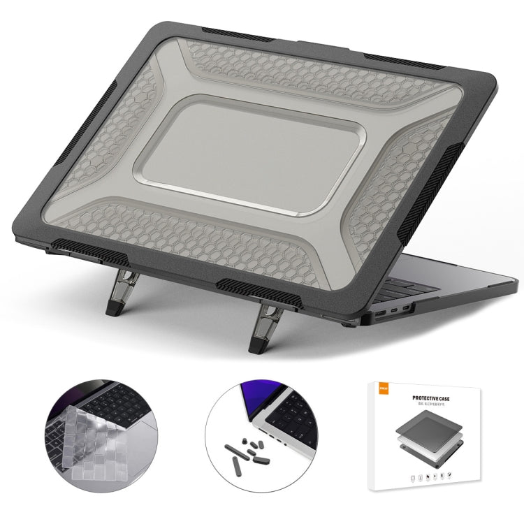 For MacBook Air 13.6 2022/2024 A2681 (M2) / A3113 (M3) ENKAY Hat-Prince 3 in 1 Protective Bracket  Case Cover Hard Shell with TPU Keyboard Film / Anti-dust Plugs, Version:US(Black) - MacBook Air Cases by ENKAY | Online Shopping South Africa | PMC TechLife | Buy Now Pay Later Mobicred