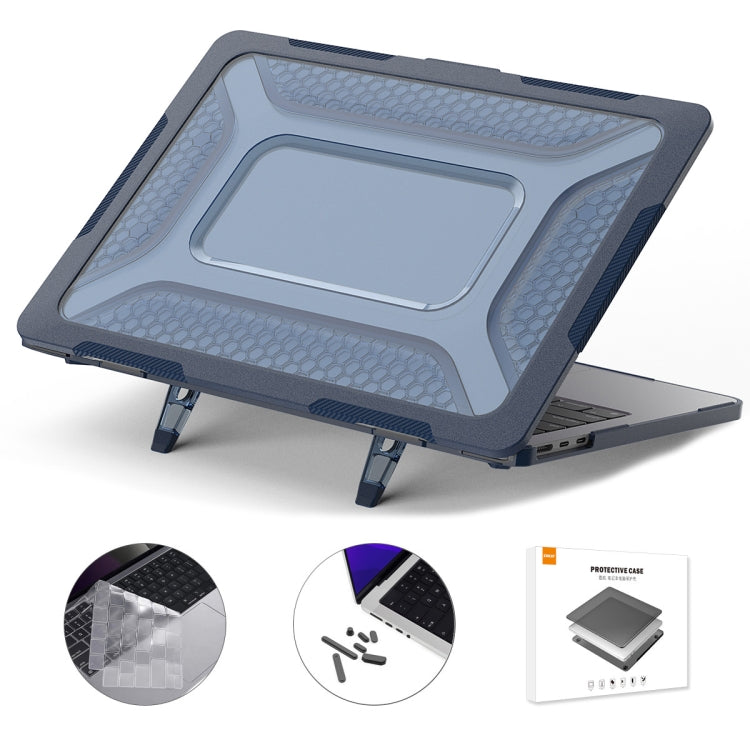 For MacBook Air 13.6 2022/2024  A2681 (M2) / A3113  (M3) ENKAY Hat-Prince 3 in 1 Protective Bracket  Case Cover Hard Shell with TPU Keyboard Film / Anti-dust Plugs, Version:EU(Blue) - free shipping - PMC TechLife - Order now!