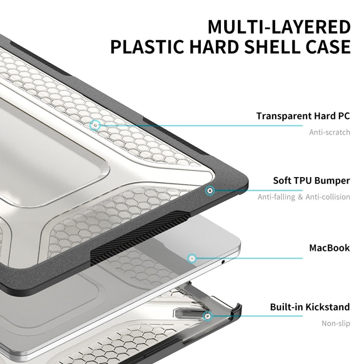 For MacBook Air 13.6 2022/2024  A2681 (M2) / A3113  (M3) ENKAY Hat-Prince 3 in 1 Protective Bracket  Case Cover Hard Shell with TPU Keyboard Film / Anti-dust Plugs, Version:EU(Black) - free shipping - PMC TechLife - Order now!