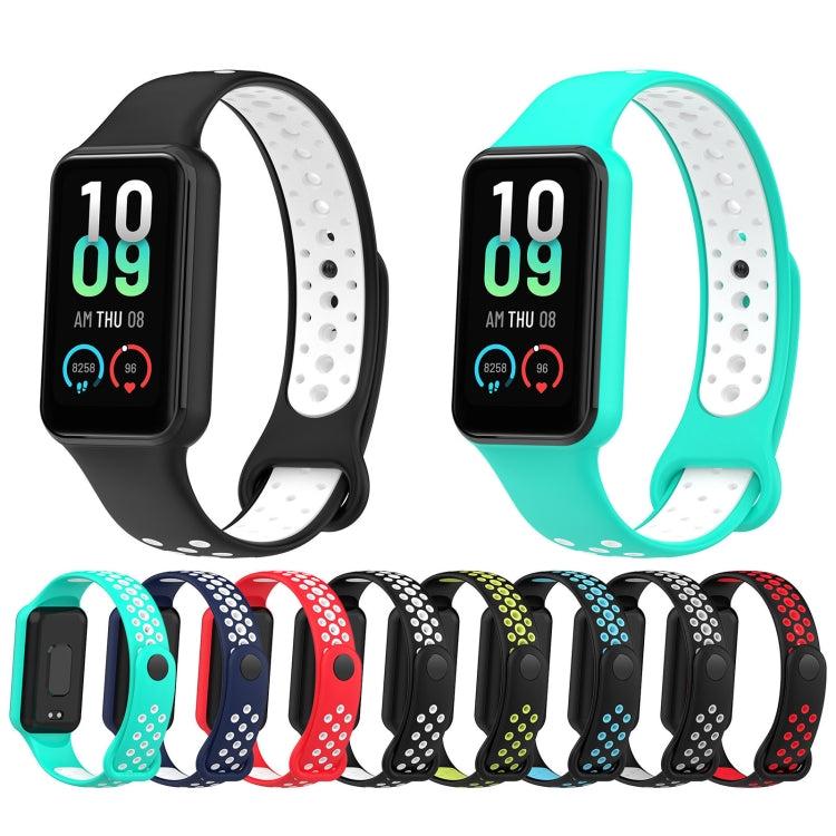 For Amazfit Band 7 Loop Two-Color Breathable Silicone Watch Band(Black+Lime) - free shipping - PMC TechLife - Order now!