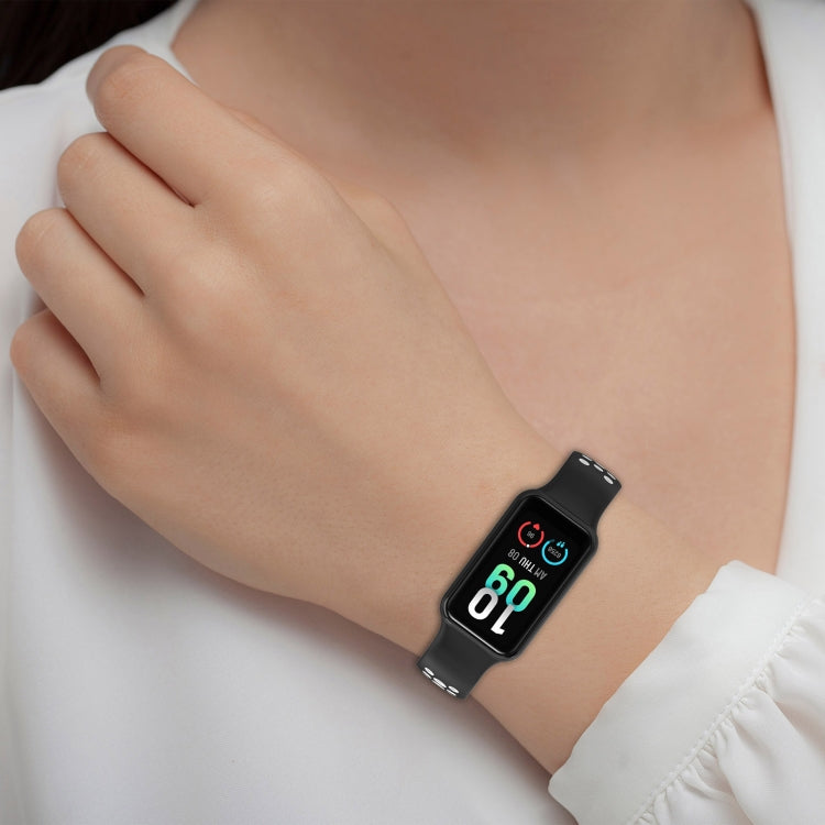For Amazfit Band 7 Loop Two-Color Breathable Silicone Watch Band(Black+Lime) - free shipping - PMC TechLife - Order now!