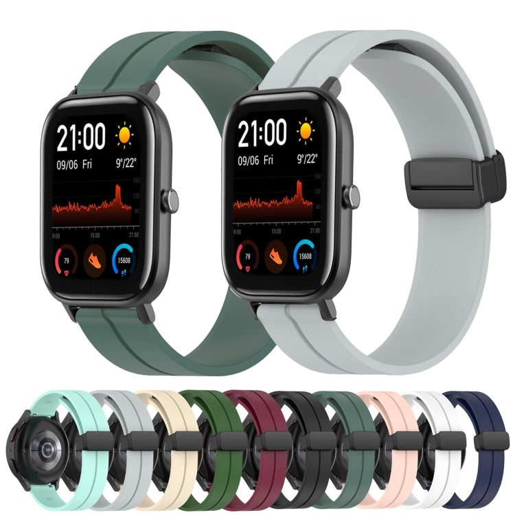 For Amazfit GTS 20mm Solid Color Magnetic Clasp Silicone Watch Band(White) - free shipping - PMC TechLife - Order now!