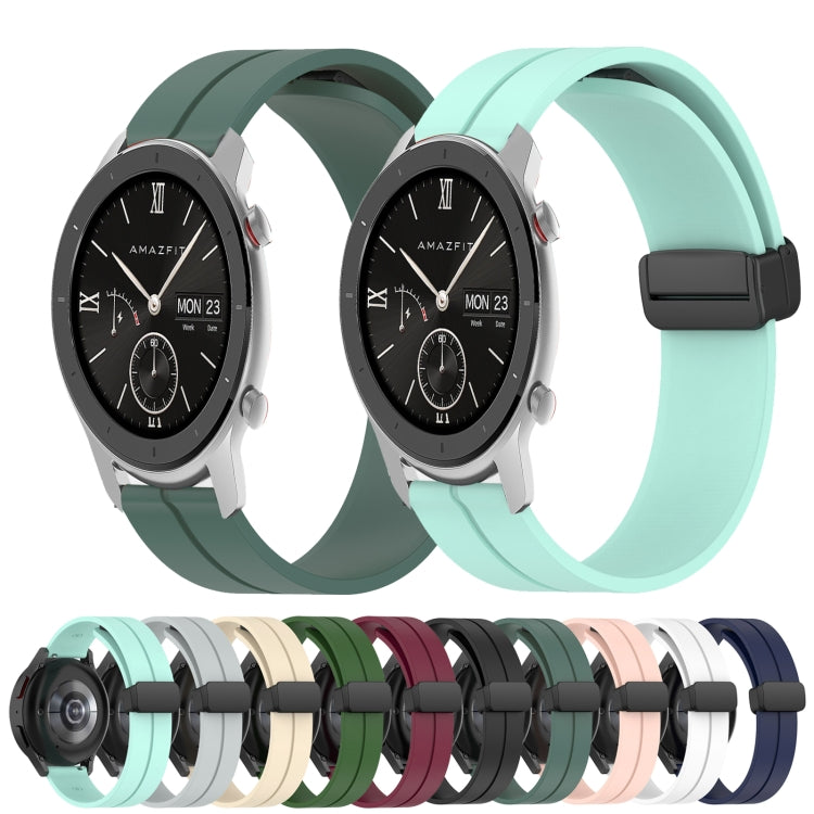 For Amazfit GTR 42mm 20mm Solid Color Magnetic Clasp Silicone Watch Band(Burgundy) - free shipping - PMC TechLife - Order now!