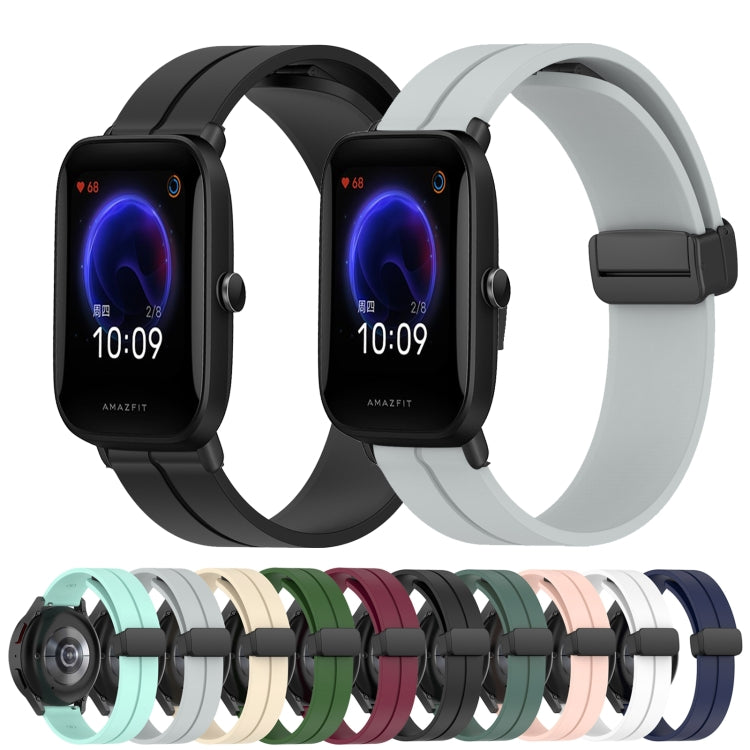 For Amazfit Pop 20mm Solid Color Magnetic Clasp Silicone Watch Band(Burgundy) - free shipping - PMC TechLife - Order now!