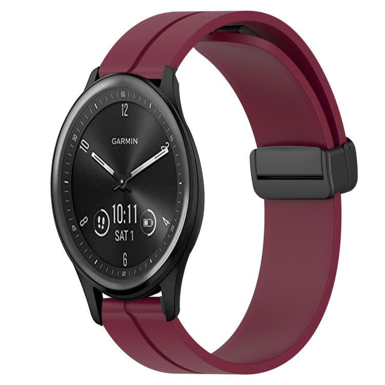 Compatible with Garmin Vivomove Sport 20mm Solid Color Magnetic Clasp Silicone Watch Band(Wine Red) - free shipping - PMC TechLife - Order now!