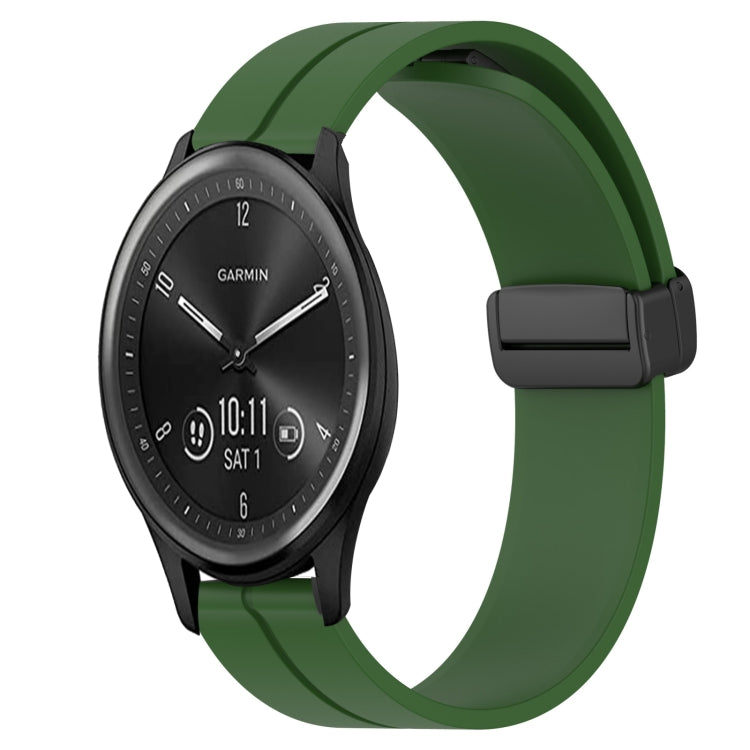 Compatible with Garmin Vivomove Sport 20mm Solid Color Magnetic Clasp Silicone Watch Band(Army Green) - free shipping - PMC TechLife - Order now!